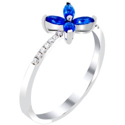 Λευκόχρυσο δαχτυλίδι λουλούδι Κ14 με ζιργκόν